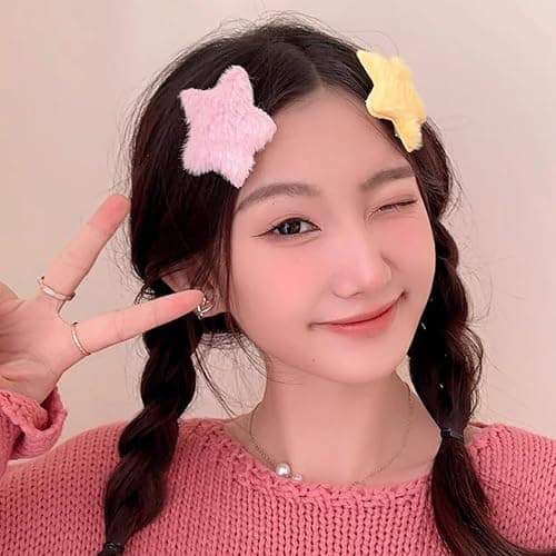 20 Pcs Fluffy Star Hair Clips Y2K Cute Hair Barrettes Plush Fuzzy Star Shaped Alligator Duckbill Clips Decorative Colorful Accessories for Women Girls thumbnail 6
