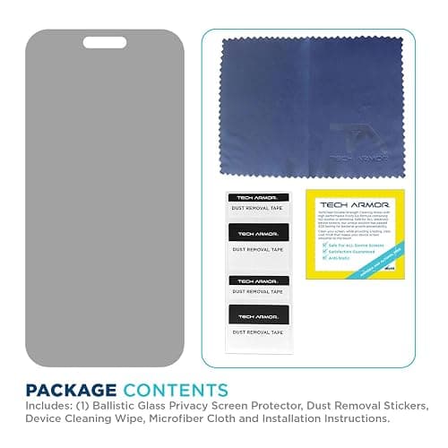 Tech Armor for Apple iPhone 15 Plus Screen Protector Privacy Glass 6.7 inch - Ballistic Tempered, Anti-Spy, Case Friendly, Easy Installation, Bubble Free, Touch Support, 1 Pack thumbnail 7