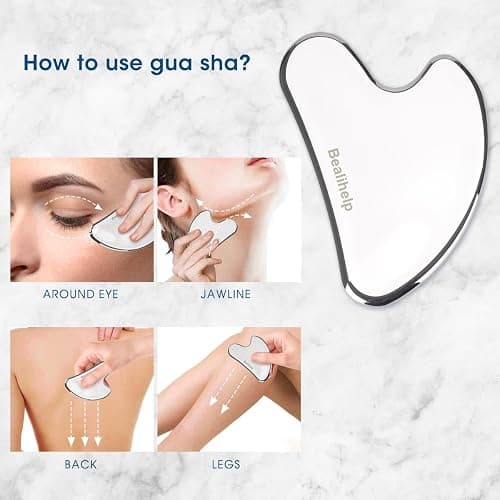 Bealihelp Face Roller and Gua Sha, Stainless Steel Facial Roller and Guasha Tool for Face, Skin Care Roller for Wrinkles and Lifting, Improve Puffiness, Metal Face Massager for Eyes, Neck Tighten thumbnail 5