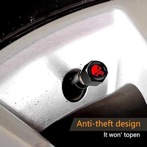 ZKFAR Pack-4 Skull Car Wheel Tire Valve Stem Caps, Anti-Theft Tire Air Valve Caps, Airtight Dust Proof Covers (Black) thumbnail 6