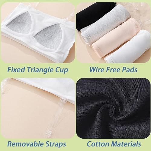 Bysion Bandeau BHS für Mädchen Ohne Bügel Nahtlose Unterwäsche mit Fest Gepolsterte und 3 Unsichtbare Schultergurt Teens Trägerloser Bralette Tube Top für 10-16 Jahre thumbnail 7