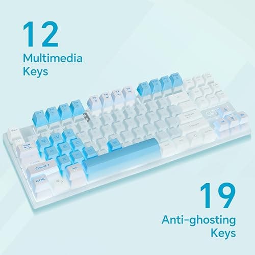 CHONCHOW Blue Keyboard and Mouse Combo, 87 Keys TKL USB Wired LED Light Up Backlit Keyboard, 800-3200 DPI RGB Mouse, Blue Mouse and Keyboard Combo for PS4 PS5 PC Laptop Mac Computers thumbnail 3