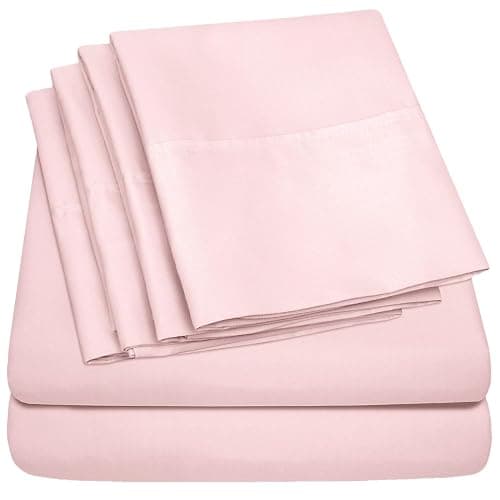 Queen Sheets Pale Pink - 6 Piece 1500 Supreme Collection Fine Brushed Microfiber Deep Pocket Queen Sheet Set Bedding - 2 Extra Pillow Cases, Great Value, Queen, Pale Pink - Image 1
