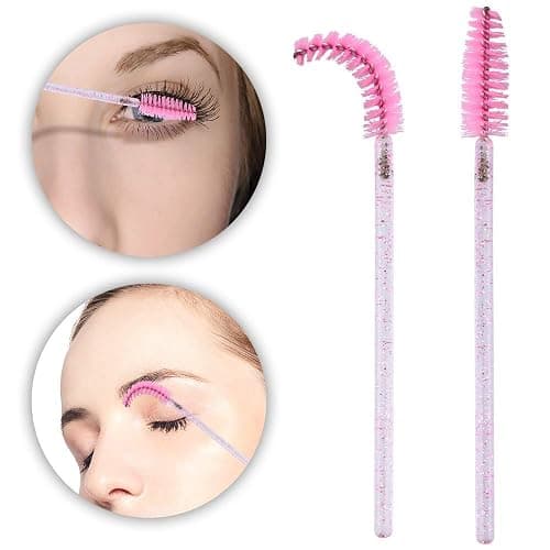 G2PLUS 100PCS Disposable Mascara Wands & Eyelash Spoolie Brush Applicators | Pink Crystal Handles for Lash Separation, Brow Grooming, Daily Beauty Routines, Client Touchups and Professional Salon Use thumbnail 6