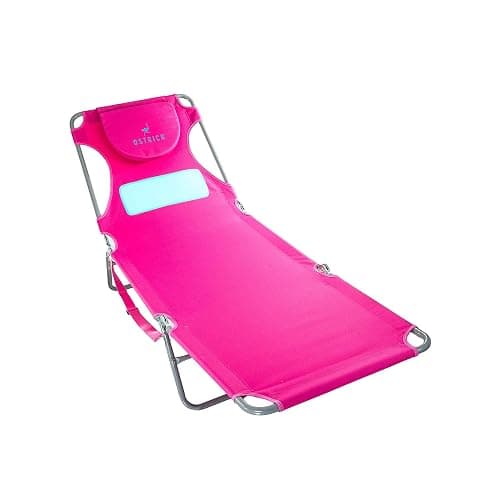 Ostrich the Ladies Comfort Lounger with Chest Support, Foldable and Portable Reclining Outdoor Patio Beach Lawn Camping Pool Tanning Chair, Pink thumbnail 4