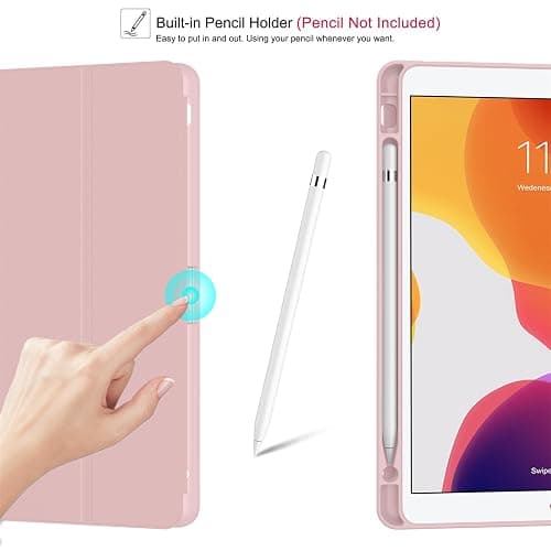 Soke Case for iPad 9th Generation 2021/8th Gen 2020/7th Gen 2019 with Pencil Holder - Premium Shockproof Case with Soft TPU Back Cover & Auto Sleep/Wake for iPad 10.2 Inch, Book Pink thumbnail 4