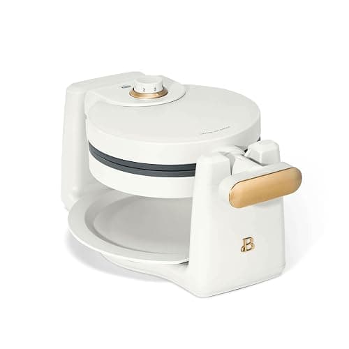 DqOasd Rotating Belgian Waffle Maker, Black, by Drew Barrymore Flower, Makes 1-Inch Thick Waffles, Stainless Steel (White Icing) thumbnail 8
