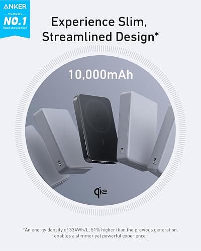 Anker MagGo Power Bank, Ultra-Slim 10,000mAh Magnetic Battery Pack, Qi2 Certified 15W Ultra-Fast MagSafe Compatible Portable Charger, Ergonomic Design, for iPhone17/16/15/14 Series Only（Not for Pixel） thumbnail 2