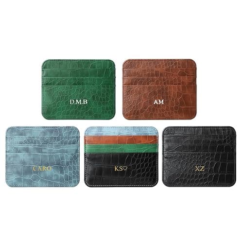 Personalisa Gold Silver Initial letters Credit Card Holder Wallet, PU Leather Ultra Slim Wallet, Thin Minimalist Credit Card Case Card Protector, Front Pocket Wallets for Men, Women (Black) thumbnail 5