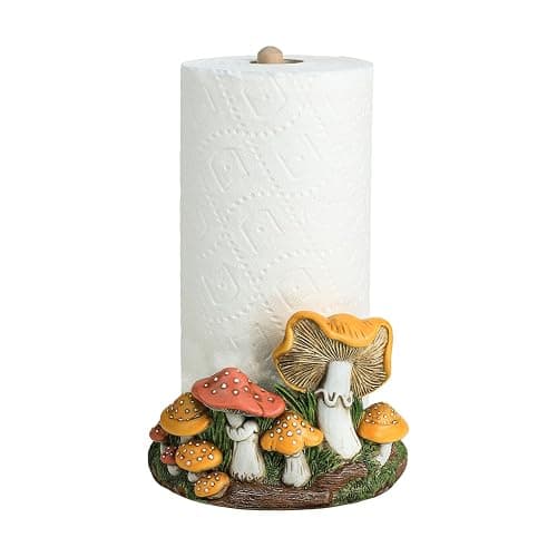 Bicuzat Cute Retro Mushroom Pattern Paper Towel Holder Stand, Resin Crafts Display for Kitchen Countertop, Cafe Western Restaurant Cake Shop Dessert Shop - Image 1