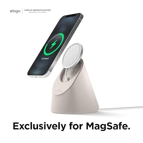 elago MS1 Charging Stand Compatible with MagSafe Charger - Premium Silicone Stand Compatible with iPhone 17/16/15/14/13/12 Series, Designed for iOS Standby Mode [Stone] [Charging Cable Not Included] thumbnail 6