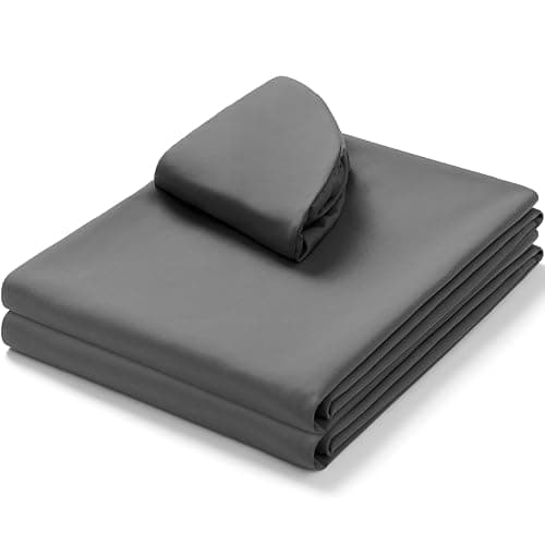Comfyanno Massage Table Sheets Sets, 3 Pcs Professional Microfiber Massage Bed Cover Sheets, Soft, Light-Weight, Stain & Wrinkle Resistant, Includes Flat & Fitted Sheet, Face Cradle Cover - Gray thumbnail 2