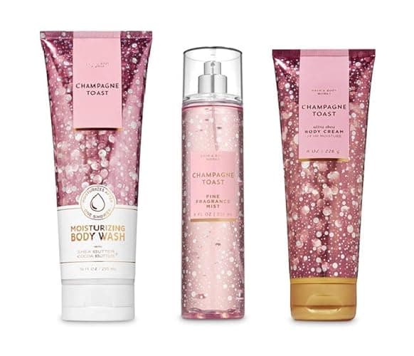 Bath and Body Works - Champagne Toast - 3 pc. Gift Set - Moisturizing Body Wash, Fine Fragrance Mist and Ultra Shea Body Cream - (2019 Edition) - Image 1