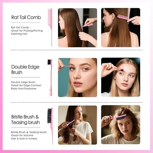 Curl Defining Brush – Detangling Brush – Includes 3 Hair Styling Tools for Wet or Dry Use – Daily Curl Care to Create Stylish – Smooth Curls for Men – Women and Kids (Pink) thumbnail 5
