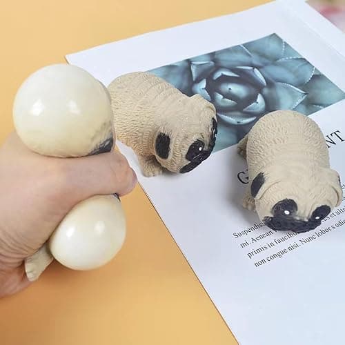 Novel Dog Stress Relief Squeeze Toy 3 Pack Pug Dogs Soft Gel Ball Fidget Hand Sports Toy to Relieve Anxiety for Adults and Kids thumbnail 2