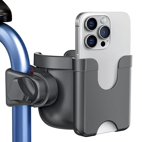 Guiseapue Cup Holder for Walker, Wheelchair Cup Holder with Phone Holder, Rollator Accessories for Seniors & Adults, Drink Holder for Rolling Walker, Wheelchair, Bike, Mobility Scooter, Stroller - Image 1