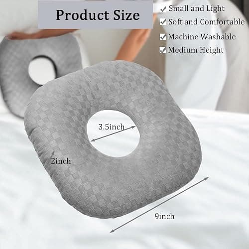 Wuronsa Ear Piercing Pillow for Side Sleepers with an Ear Hole for CNH and Ear Pain Ear Inflammation Pressure Sores, Cotton O-Shaped Side Sleeping Pillow, Ear Guard Pillow thumbnail 2