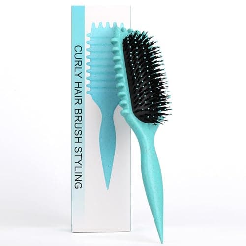 Curly Hair Brush Defining, curl brush, bounce curl，Curl Define Styling Brush for Curly Hair,Shaping and Styling Women's and Men Curls (#green, stripe) - Image 1