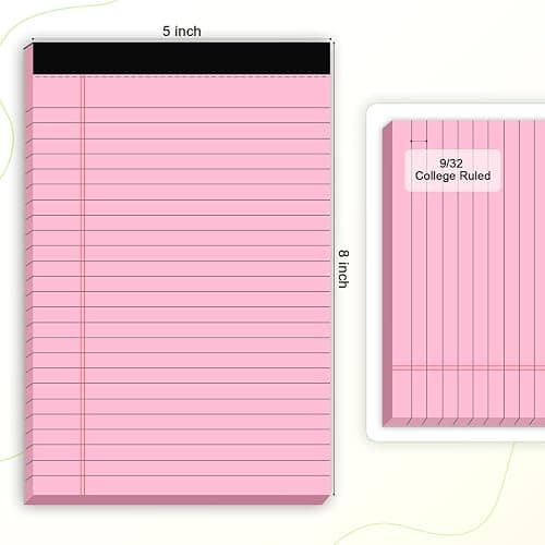 AILZFEI Pink Purple Small Legal Pad 5 x 8 College Ruled Color Legal Pads Paper Notepads 6 Pack Sturdy Back Writing Pads 5 x 8 Note Pads Perforated Narrow Ruled Pads of Paper thumbnail 3