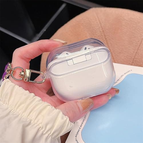 for Samsung Galaxy Buds 3/Buds 3 Pro Headphone Case, Cute TPU Patterned Design Transparent Protective Earbud Shell with Pendant (Pink) thumbnail 4