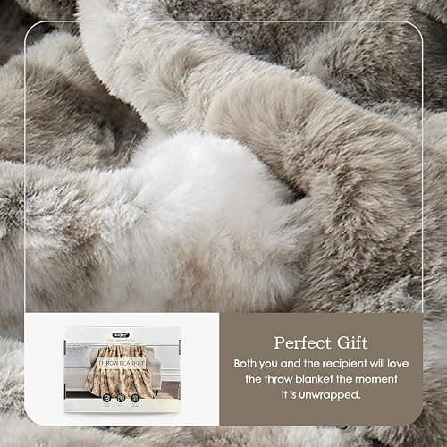Krifey Faux Fur Throw Blanket, Super Soft Cozy Blanket, Luxury Fluffy Blanket Warm Bed Throw, Plush Christmas Birthday Gifts for Women, Room Home Dorm Decor, Marbled Gray 50" x 60" thumbnail 4
