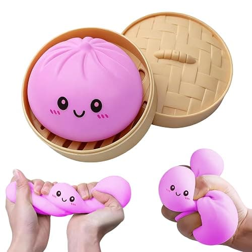 Mystery Dumpling Squishy Toy,Dumpling Stress Ball, Anxiety Relief,Fidget Toys Adults & Teens,Bun with Food Steamer Stretchy Desk Toys(Purple) - Image 1