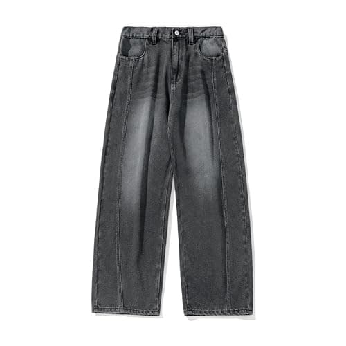 qcdyrxf Mens Baggy Jeans Y2k Wide Leg Loose Fit Jeans Streetwear Denim Washed Hip Hop Pants thumbnail 5