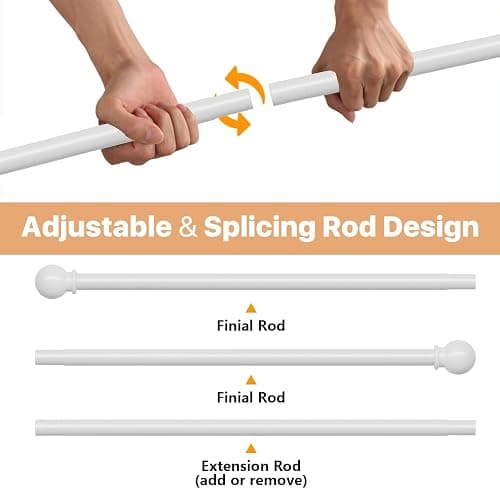 White Curtain Rods for Windows 28 to 48 Inch, Heavy Duty Curtain Rod Set with Brackets, Decorative Adjustable Curtain Rods for Bedroom, Living Room, 5/8" Metal Drapery Rod thumbnail 3
