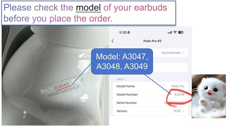 Meenova OEM Right Earbuds Replacement for Pods Pro (2nd Generation) A3047, A3048, A3049, Genuine Single Right Ear Side Only, Compatible with Original Air Pro 2 A2968 Charging Case thumbnail 4