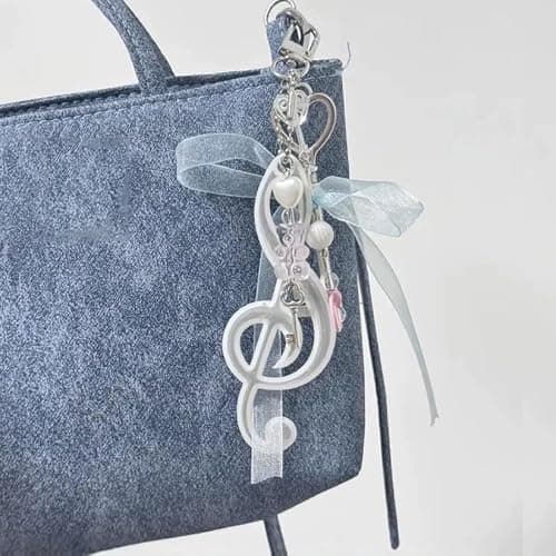 PLwelth Music Note Keychain for Women Bag Charms for Purse Handbags Backpack Tote Bags Car Keys Cute Bow Bear Charm Accessories Keyring Aesthetic Musical Symbol Keychain Personalized Music Lover Gifts thumbnail 4