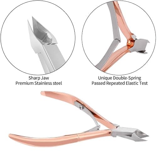 Cuticle Trimmer with Cuticle Pusher and Cutter,YINYIN Cuticle Remover Cutter Nipper Clippers Durable Pedicure Manicure Tools for Fingernails and Toenails(D501-RoseGold)… thumbnail 2