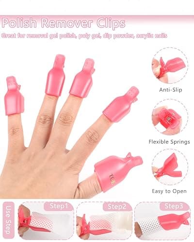 600 PCS Lint Free Nail Wipes, BQAN Nail Polish Remover Pads Pink For lash extensions & Nail Polish Bottle With 5PCS Nail Soak Off Clips (Pink) thumbnail 7