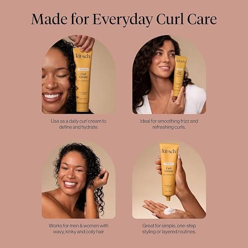 Kitsch Moisturizing Curl Cream for Curly Hair – Lightweight Curly Hair Products for Men & Women | Defines Curls, Controls Frizz & Boosts Shine | Hydrating Curling Cream - 5.3 oz thumbnail 7