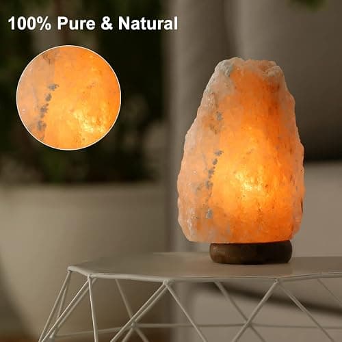 FANHAO USB Himalayan Salt Lamp with 8 Colors Changing, Natural Crystal Salt Rock Lamp Table Lamps for Gifts, Home Décor - Hand Carved, LED Bulb and Real Rubber Wood Base thumbnail 2