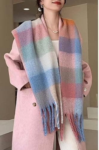 Wander Agio Winter Women Warm Scarf Long Shawl Large Scarves Cold Weather Thick Blanket Scarfs Colorful Plaid thumbnail 4