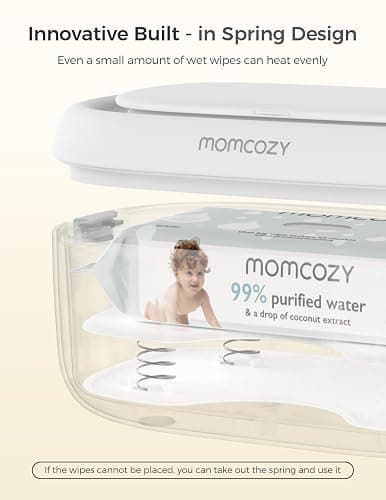 Momcozy Baby Wipe Warmer, Innovative Spring Design,Large Capacity Dispenser | Wipe Warmer with Night Light, Fast and Even Heating, 4 Adjustable Temperature Modes, Baby Shower & Registry Must-haves, Grey thumbnail 2