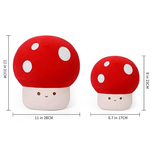WeBingo Mushroom Plush Pillow, 12 Inch Cute Large Mushroom Decor Stuffed Animal Plushies Stuffy for Girl Boy Kid Adult, Giant Big Jumbo Soft Toy Gift for Birthday Christmas Valentine's Day thumbnail 3