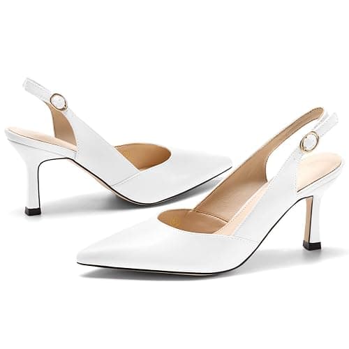 Rilista Women's Slingback Kitten Heels Closed Pointed Toe Backless Wedding Party Dress Pumps Shoes thumbnail 3