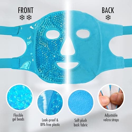 Perfect Remedy Face Ice Pack, Reusable Hot & Cold Ice Face Mask, Gel Compress for Helping with Puffy Eyes and aiding in Conditions of Swelling, Facial Spa Cooling Mask for Women and Men (Blue) thumbnail 3