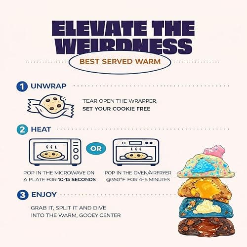 Fat & Weird Lil’ Weirdo Pack – 9 Count Assorted Stuffed Cookies, 2.5 oz Each, Individually Sealed Gourmet Soft Chewy Cookies for Snack Packs, Gifts, Care Packages, Cookie Lovers thumbnail 3
