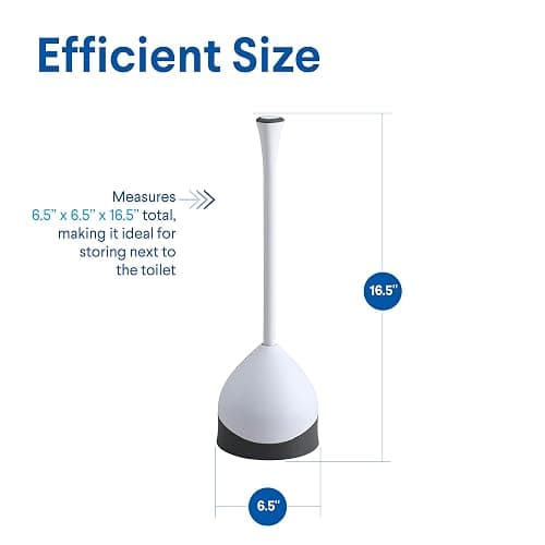 Clorox Toilet Plunger with Hideaway Holder Caddy Heavy-Duty Compact Design with Non-Skid Rubber Base for Bathroom Convenient Storage Toilet Unclogger, 6.5x19.5-Inch, White thumbnail 3