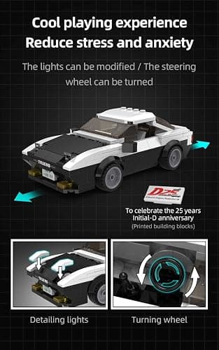 dOMOb Toyota AE86 Trueno – Initial-D 25-th Anniversary – CADA Bricks Toys for 8+ Age Kids & Adults – Realistic Car Model 1:24 Simulated Build – 280 Bricks or Blocks – for Boys, Hobbyist, Collector thumbnail 3
