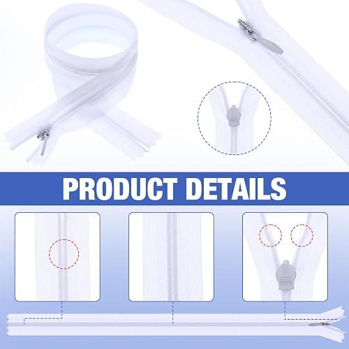 WILLBOND 200 Pieces Nylon Invisible Zippers Sewing Hidden Zippers for Clothes Sewing Crafts, 6 Inch, 8 Inch, 14 Inches, 18 Inches (White) thumbnail 3
