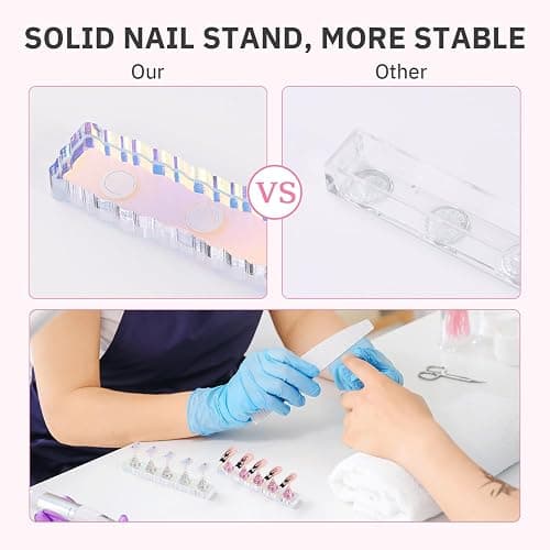 Etercycle 2 Set Nail Holder for Display Painting Nails - Aurora Acrylic Magnetic Practice Nail Stand Set - Fake Nail Holder for Press On Nails with Reusable Adhesive Putty (Aurora Pink) - Transparent + Pink thumbnail 6