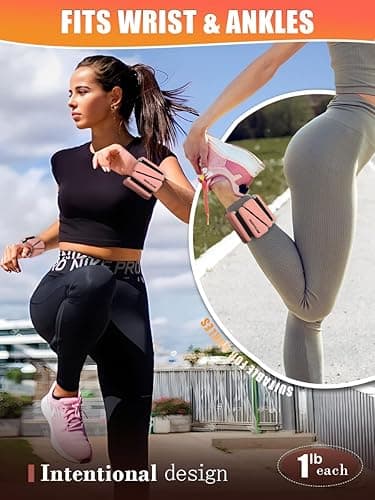 BECOJADDE Wrist Ankle Weights Set of 2(1 lb/2 lb Each) Adjustable Weights Training Intensity for Strength Training Walking Running Yoga Pilates Jogging for Women Men - 4 lb Pair (2 lb Each) - Pewter Peach thumbnail 5
