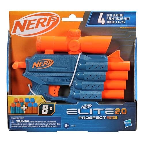 Nerf Elite 2.0 Prospect QS-4 Blaster, 8 Official Nerf Elite Darts, 4-Dart Blasting, Nonremovable Targeting Scope, Pull-Back Priming thumbnail 3