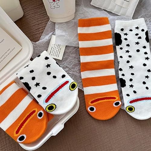 Garden Eel Socks, Japanese Okinawa Garden Eel Socks, Cute Conger Eels Striped Sock, Fun Cotton Household Sock thumbnail 7