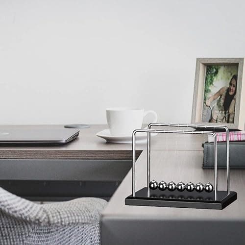Newtons Cradle Pendulum with 7balls 50+ Sec Swingtime Glass Base Balance Ball thumbnail 2