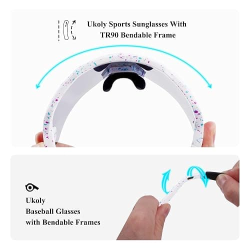 Ukoly Baseball Sunglasses For Men Women,Sports Sunglasses For Baseball Running Cycling UV400 protection TR90 Frame 615 thumbnail 5