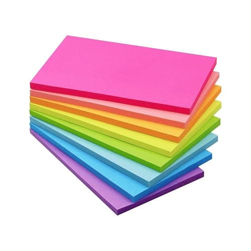Sticky Notes 3x5 in, Bright Colors, 8 Pads, 50 Sheets/Pad Total 400 Sheets | Large-sized Self-adhesive Notepad - Image 1